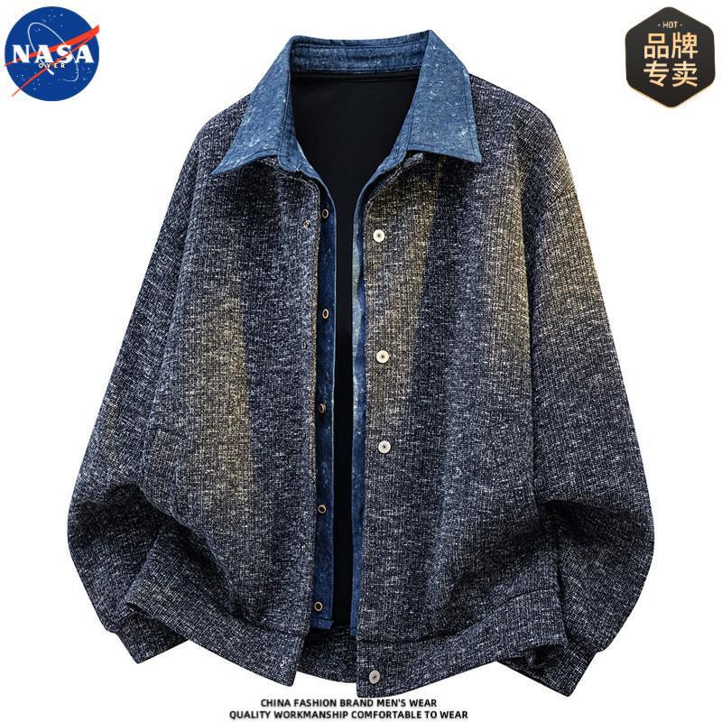 NASA brand high-quality faux two-piece knitted cardigan jacket, men's autumn casual loose-fit stylish and luxurious outerwear NASA brand high-quality faux two-piece knitted cardigan jacket, men's autumn casual loose-fit stylish and luxurious outerwear