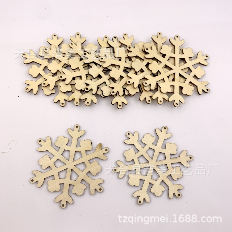 80mm troncos huecos copo de nieve piezas de madera 10 paquetes de copo de nieve de Navidad de madera con cuerda de cáñamo