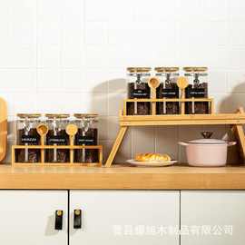 竹制收纳架厨房柜台调味瓶食物罐头整理架咖啡店方糖咖啡豆储物架
