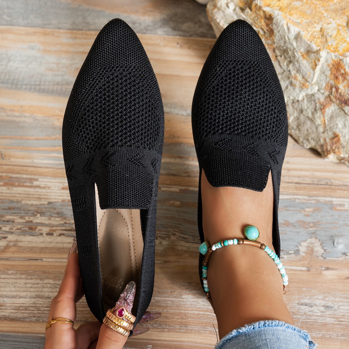 Fashionable Spring European and American Style Large Size Pointed Toe Flat Shoes for Women, Casual Versatile Trendy Sweet Style