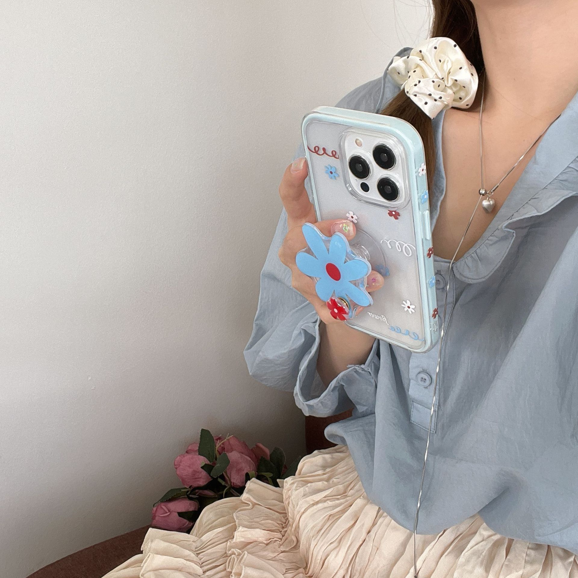 Flores de graffiti de nicho simples para Apple 16ProMax funda para teléfono móvil 15Pro Summer 14/13 Chicas 15PM