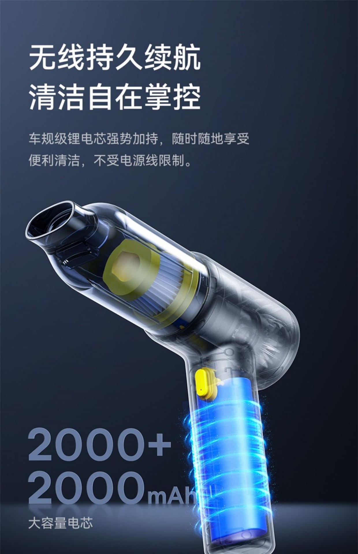Baseus at Car Vacuum Cleaner, Handheld, Small, Powerful, Wireless Charging, Dual-Use for Home and Car, Strong Suction