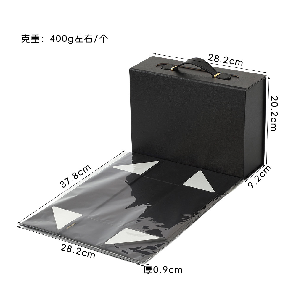 Caja plegable de una pieza con tapa de absorción magnética de alta calidad, caja de mano de cuero, caja vacía, embalaje de regalo, caja de regalo de embalaje portátil