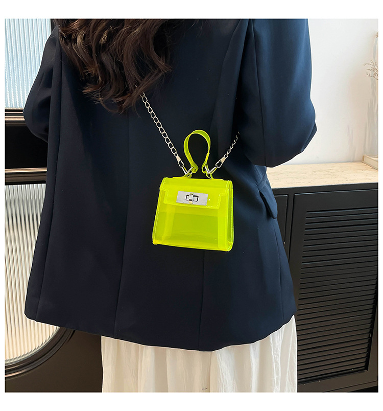 165g Weight Flip Cover, Lock clasp Closure Type Single Shoulder Strap, Top Handle Strap Type Casual Occasion PVC Material Solid Color Pattern All Seasons Season Women's Gender Streetwear Style Square Shape Small Size Women's Small PVC Solid Color Streetwear Square Flip Cover Lock Clasp 5
