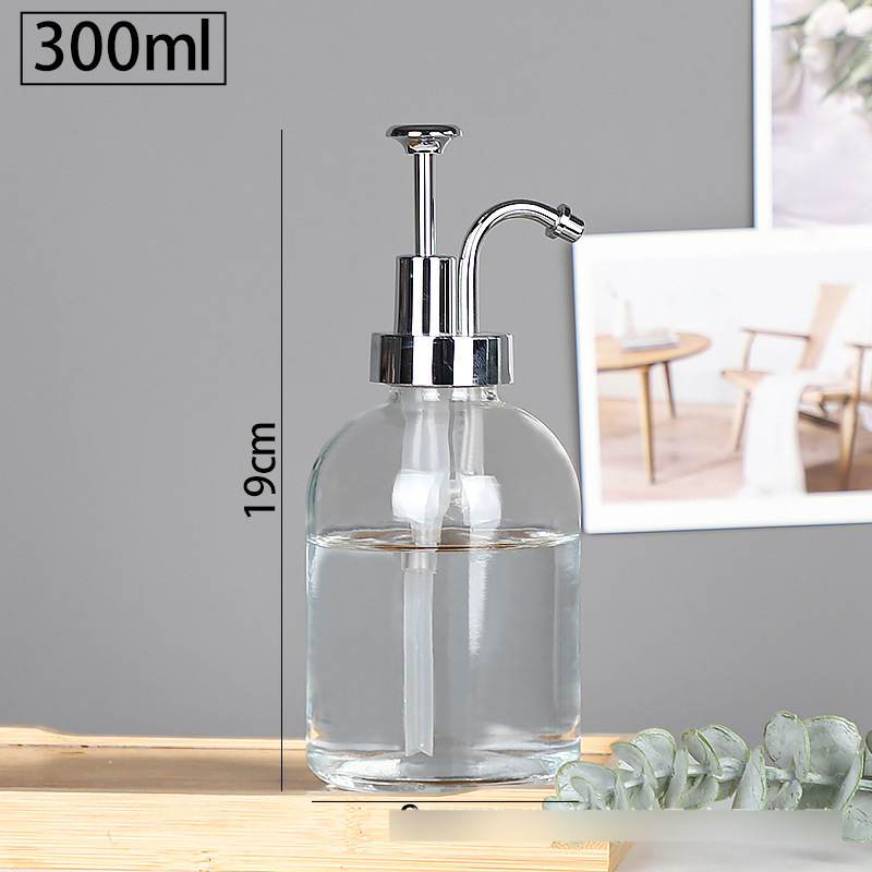 Amazon en stock botella de desinfectante de manos transparente tipo de presión botella vacía botella de champú de vidrio