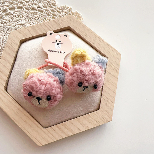 New autumn and winter cute cartoon felt bears for children and girls, hair bands, rubber bands, hair ropes, hair accessories, hair accessories