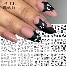 跨境新款美甲水印贴纸 ins卡通可爱小猫咪动物转印指甲贴纸批发