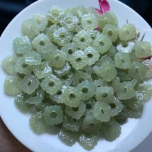 天然和田玉青海料青白玉四方来财背云通孔小配件手链项链编绳配饰