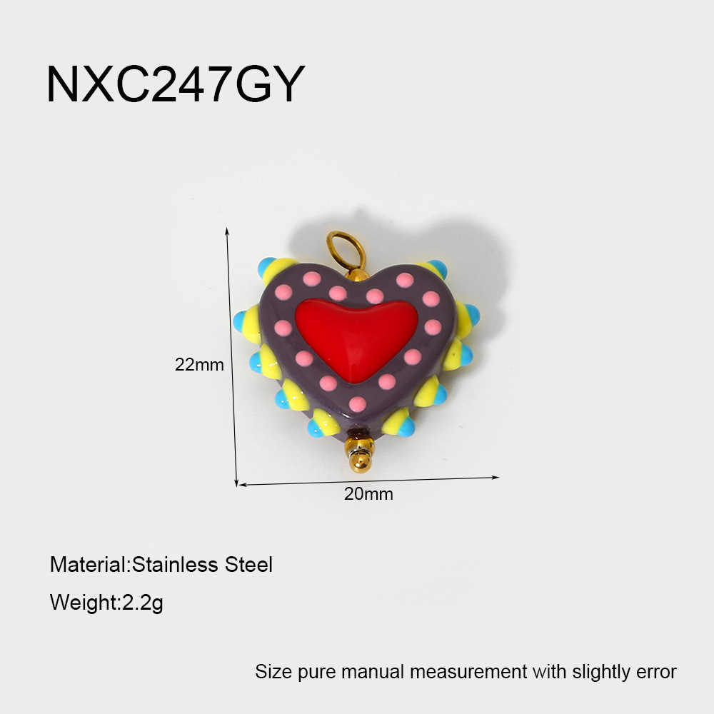 2g Weight PVD Coated Gold Plating Process Pendant Jewelry Making Type 22*20MM Jewelry Making Size 1 Piece Quantity 304 Stainless Steel, Glass Material Color Block, Heart Shape, Fish Pattern Cute, Sweet Style Irregular Craft 1 Piece 22*20MM 304 Stainless Steel Glass Color Block Heart Shape Fish Polished Pendant DIY Ornament Accessories 7