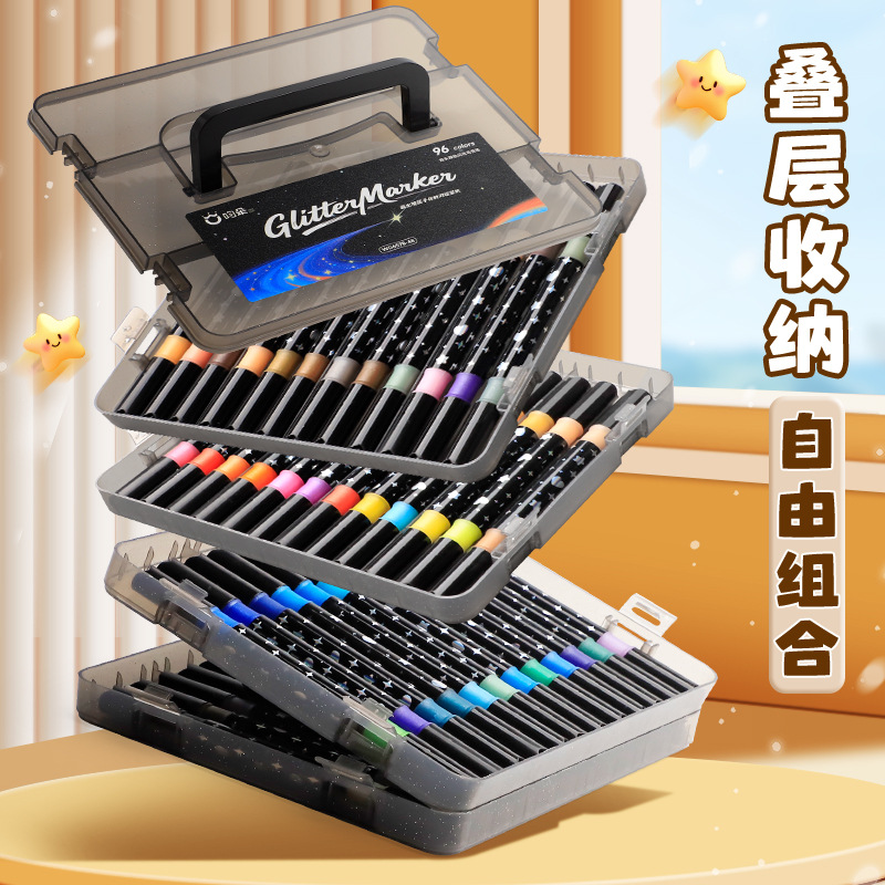 Doble cabeza de doble color flash acrílico marcador especial opaco color plegable explosión de color flash caja plegable de cabeza suave para estudiantes de arte