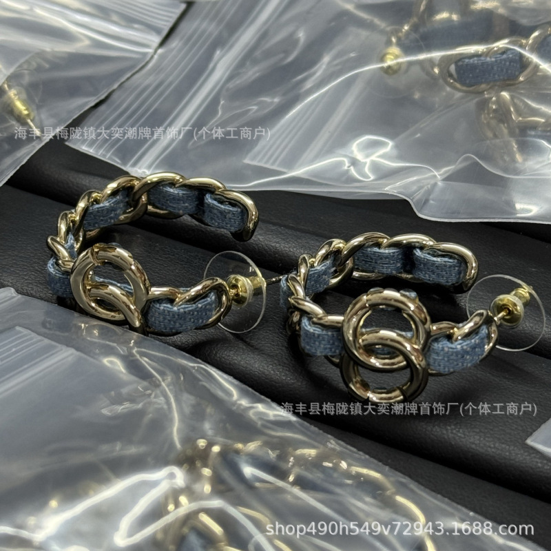 25b新款高版本小香风耳钉女 双C爱心蝴蝶耳环925耳针轻奢高级耳饰|undefined