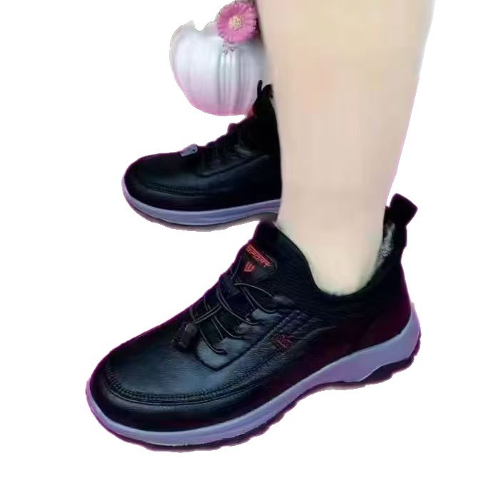 [una] 2025 calzado de terciopelo grueso calentamiento cómodo impermeable zapatos de mujer de algodón suave de mediana edad y mayores image 5