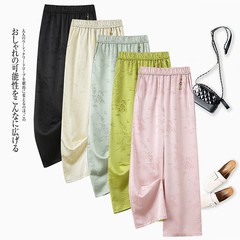 新中国風サテンジャカードズボンの春夏気質はゆったりとしていて、痩せたズボンの垂直感があります。