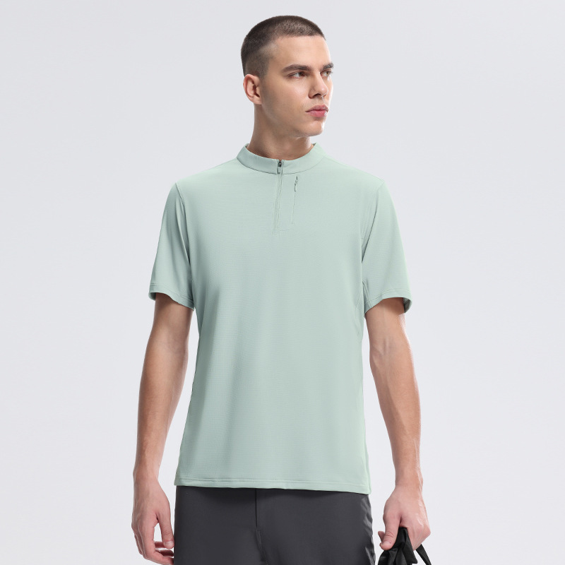 Camiseta Deportiva de Secado Rápido, Transpirable y Refrescante para Correr al Aire Libre, con Media Cremallera, Nueva Colección Verano 2025, Comercio Exterior Transfronterizo