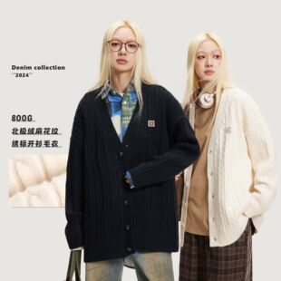 CATTEE American V-Neck Sweater Coat Women's Early Autumn Lazy Style Cardigan Outer Japanese Twist Knitted Top