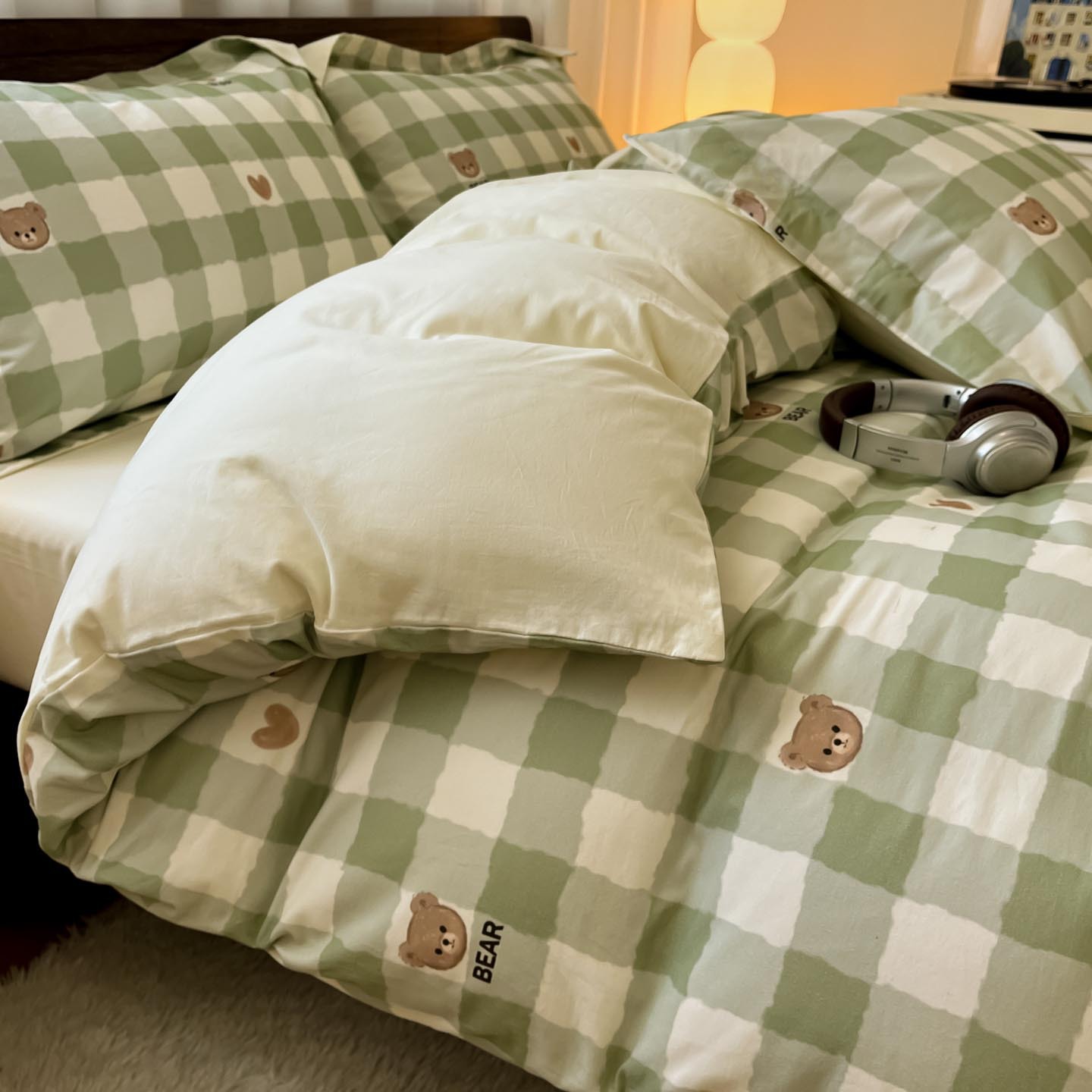 Algodón grueso de cuatro piezas, sábanas de algodón lavado con agua, dormitorios de estudiantes, tres piezas