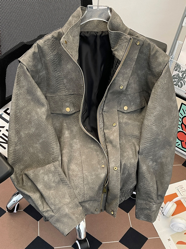 Spring and Autumn Dressed Old Collar Jacket Men's American Style High Street Casual Fashionable Brand Motorcycle Sports Loose Youth Jacket Spring and Autumn Dressed Old Collar Jacket Men's American Style High Street Casual Fashionable Brand Motorcycle Sports Loose Youth Jacket
