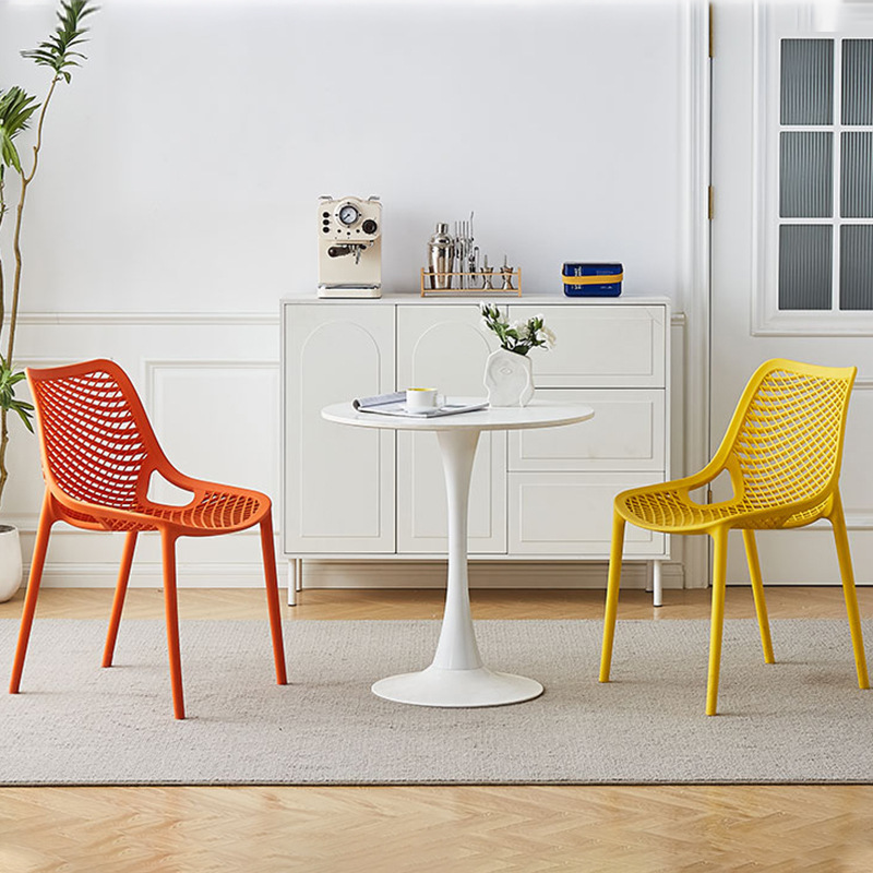 Plastic dining chair air chair home user outdoor hollow backrest chair coffee shop stackable thick armrest leisure chair