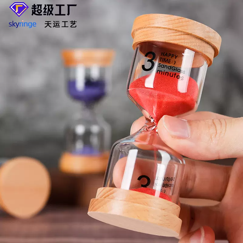 批发跨境木盖计时时间沙漏工艺品礼品装饰摆件木质刷牙沙漏计时器