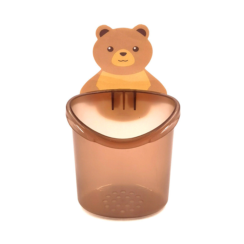 Hug Toothbrush Toothpaste Rack Bathroom No-Drill Wall-Mounted Drainage Bear Storage Cup_voghion.com
