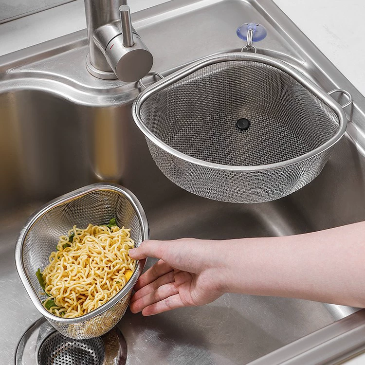 Stainless steel sink pool filter basket leftover kitchen sink rack garbage leftover leaking triangle drain basket
