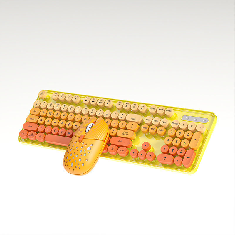 メカニカルフィールワイヤレスキーボードとマウスセットラップトップホームオフィスかわいい女の子キーボードとマウス学生|undefined