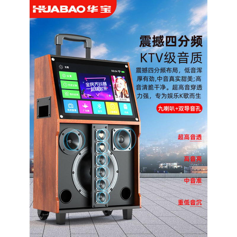 Free Shipping Square Dance Audio with Display Screen Karaoke Microphone All-In-One Outdoor Dance Video Bluetooth Speaker Microphone
