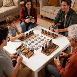 木质扑克牌展示架桌面扑克牌凹槽收纳架扑克牌展示底座扑克牌支架