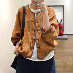 Nanyou 卸売新中国風の夏のコート女性のための 2025 新しいルーズで超見栄えの良いデザインボタン付きトップ