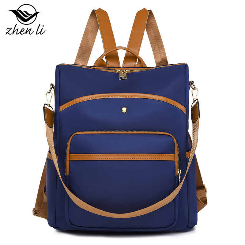 Mochila informal y versátil de gran capacidad, color sólido simple, a prueba de salpicaduras, mochila de mujer para viajes al aire libre._voghion.com