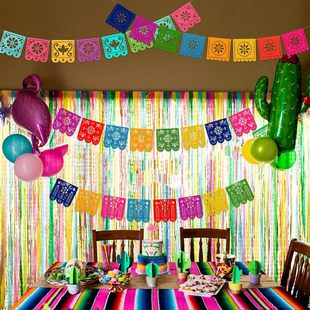 Day of the Dead Mexican Themed Decorative Flag Let's Fiesta Flag Colorful Cut Out Flag Insert