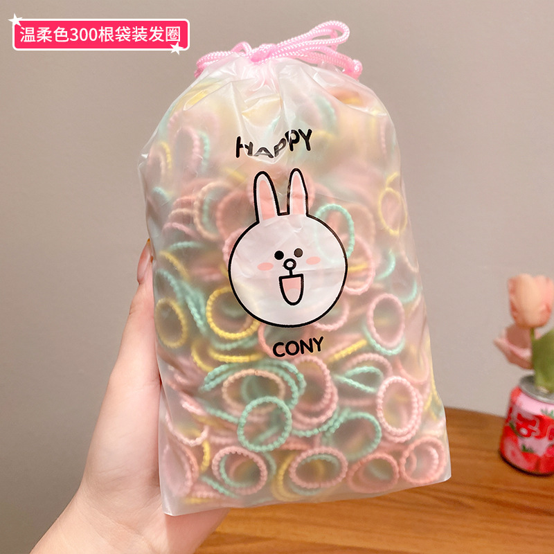 300 piezas de la banda de goma elástica de los niños no duele el pelo del bebé lazo del pelo del pulgar banda de pelo