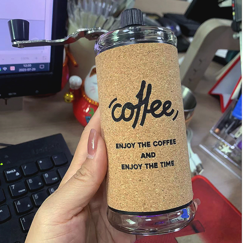Kit de café de campamento al aire libre taza de agua cubierta de corcho aislante taza de café de acero inoxidable mano moca cafetera regalo