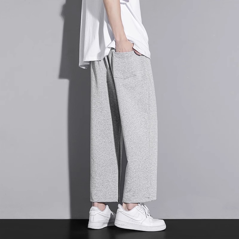 NASA Gray Pants Men's Spring and Autumn Summer New Loose Straight Cropped Sports Pants Boys Casual
