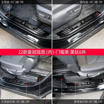 Dekorativ pedal başlıqları Land-proof Sill Strip Stainless Steel - model-crown-land-oil-electric-hybrid-black-titanium-black-label-style-threshold-strip-built-in-four-door-pack-6-pieces