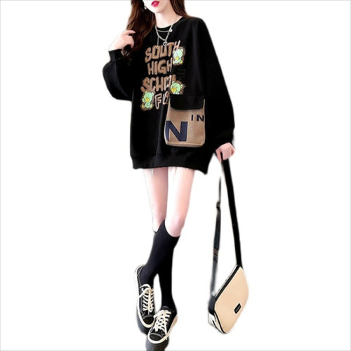 2025 Autumn Korean Loose Oversized Fat Mm Plus Size Women's Trendy Youthful Thin Streetwear Top
