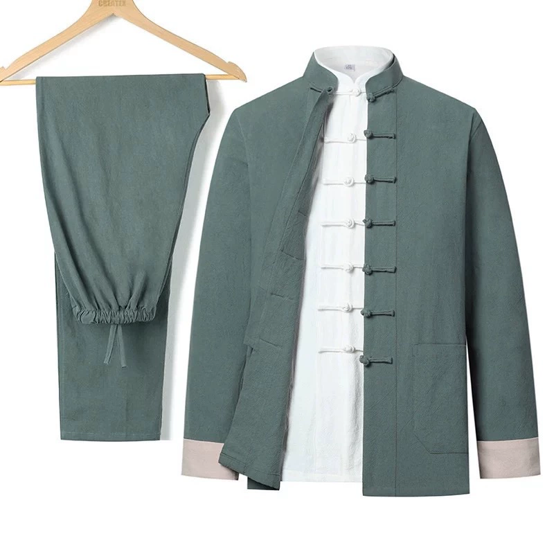 Summer set, retro Hanfu, Chinese style, cotton and linen, 3 piece set