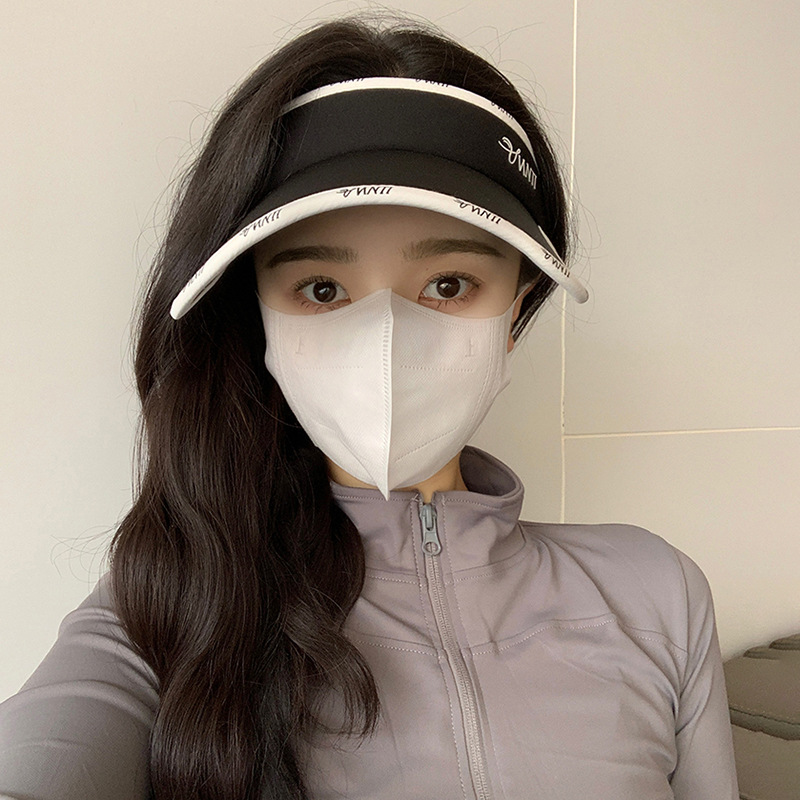 (2개) 한국 아이스 실크 통기성 선 스크린 모자 여성의 여름 자외선 방지 공기 탑 모자 여성 야외 스포츠 햇살