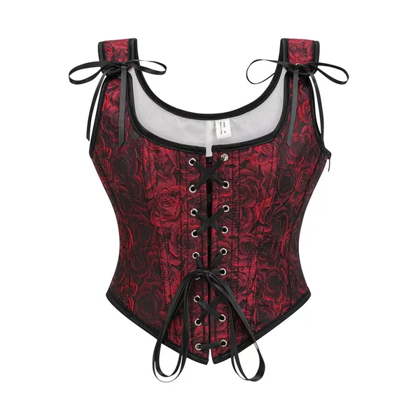 New Style French Lace-Up Corset That Can Be Worn Outside, Vintage Oil Painting Print Shapewear, Fishbone Vest, Corset Top