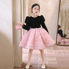 六一女童禮服公主裙生日宴歐美風兒童鋼琴演出服裝蓬蓬紗直播代發