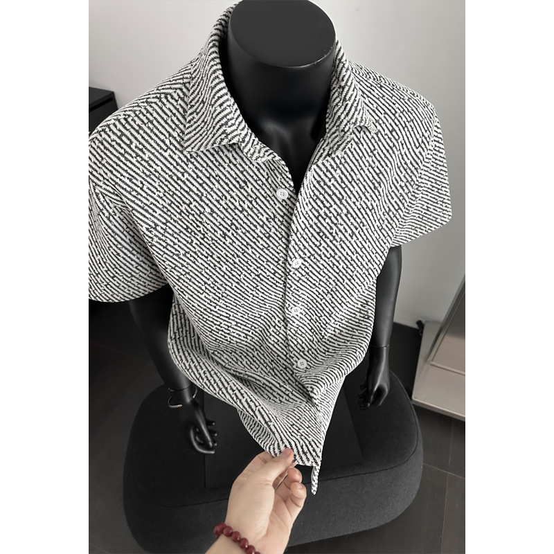 Oversize Casual Basic Shor-sleeve Shir, Unisex, Hong Kong Syle, Rendy, Loose And Versaile, Five-quarer Sleeve_voghion.com