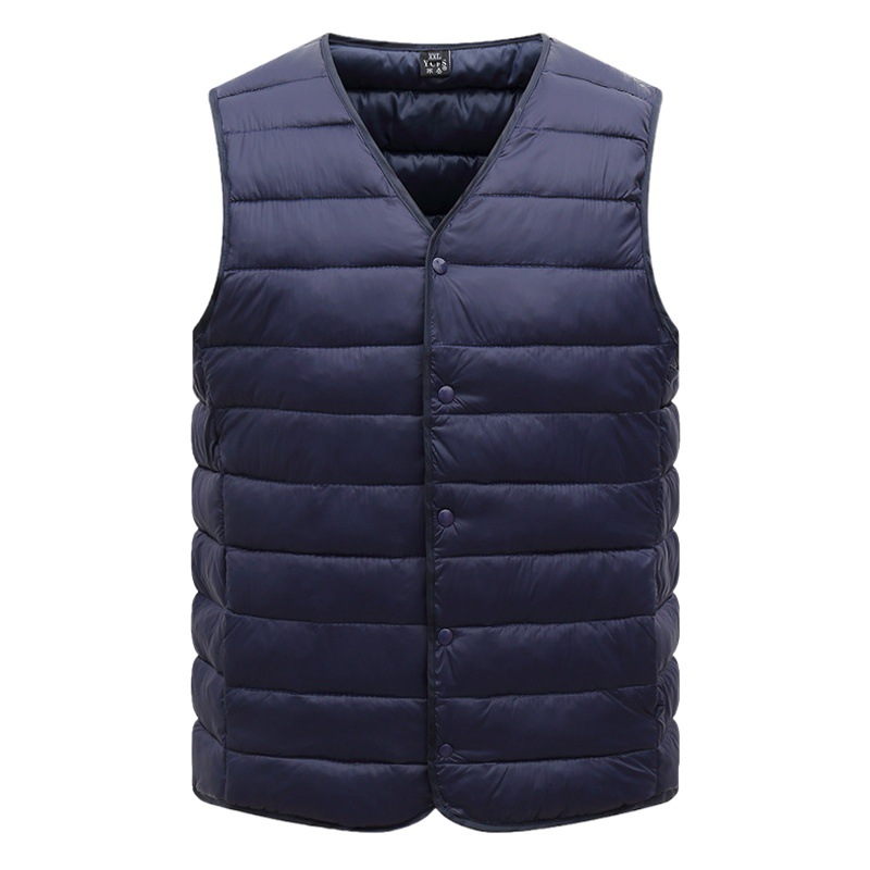 New Vest Men's Casual Warm Vest Autumn and Winter Dad's Wear Light and Thin Vest Shoulder Waiver