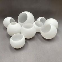 双开口平口灯罩灯饰配件奶白磨砂玻璃球形上下口台灯吊灯