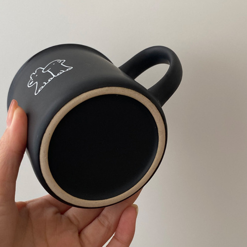 Homemade frosted small black cup puppy mug black white coffee cup niche water cup couple cup 320m