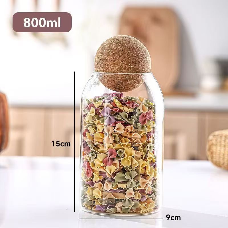 Tarro sellado de granos de café Tarro de exhibición de corcho Tarro de dulces Tarro de té de vidrio Tarro de almacenamiento de cocina Creativo y simple