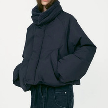 LOW C~秋冬新款又轻又暖可拆卸毛领夹克短款羽绒服女