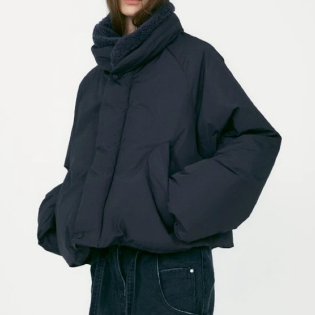 LOW C~秋冬新款又轻又暖可拆卸毛领夹克短款羽绒服女