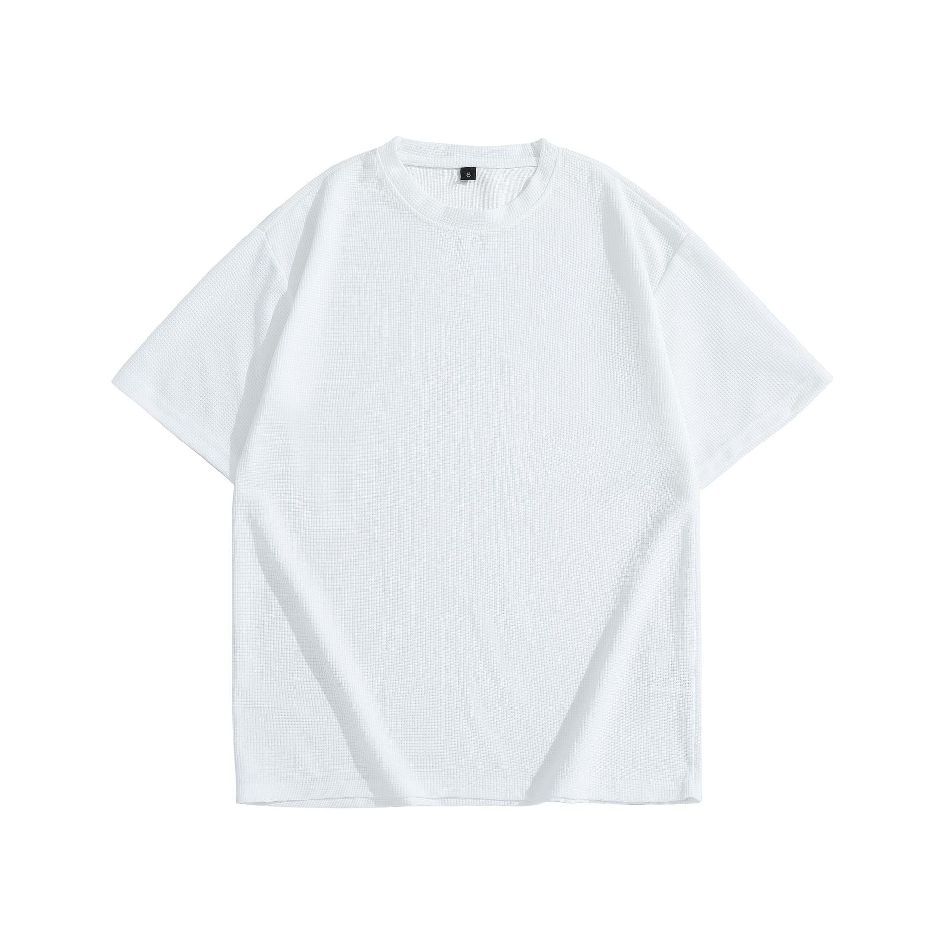 Men's Heavyweight Cotton Short Sleeve T-Shirt Simple Solid Color Loose Fit Breathable Summer Base Layer Wrinkle Resistant Top_voghion.com