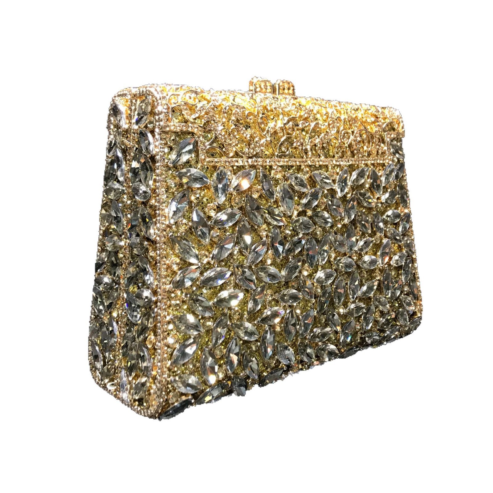 Caxi Li [diamond] bolsas de cena de moda de lujo de Europa y América con diamantes bolsas de noche de piedra cuadrada bolsas de diamantes de oro duro