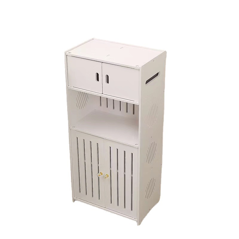 De estilo chino de doble puerta vertical gabinete de baño rack de almacenamiento de pie Baño de pie estante de almacenamiento mesa de noche sin ponche